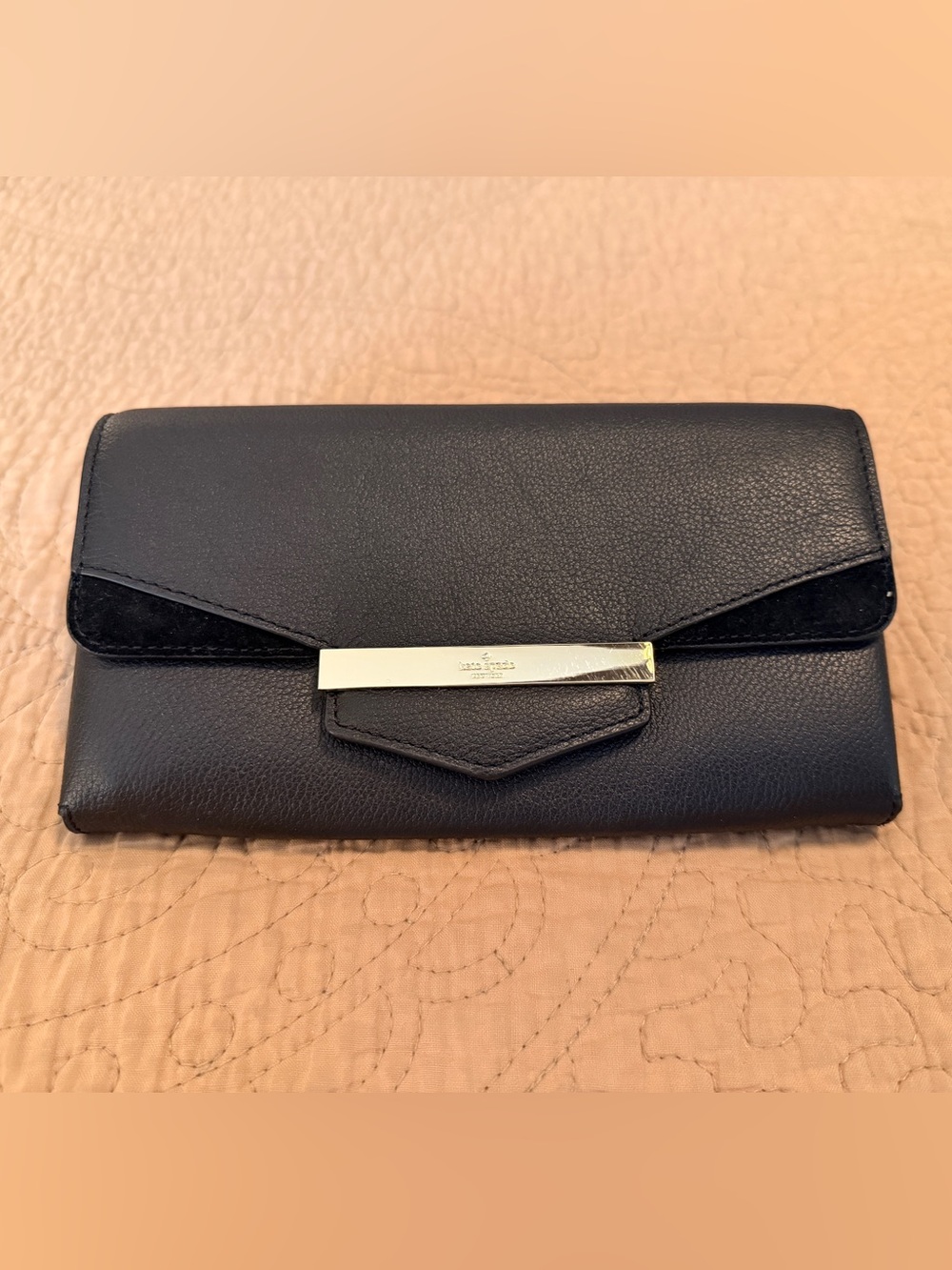 Kate Spade Women's Leather Wallet Clutch with Gold Accent